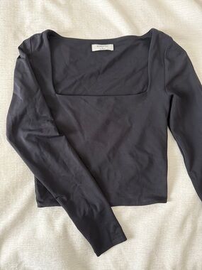 Babaton Black Square-Neck Long Sleeve